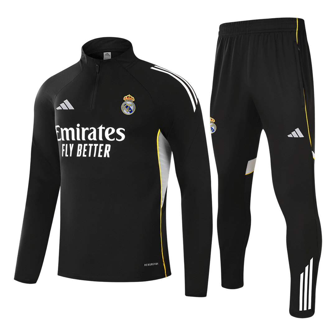 Real Madrid Sweatshirt Kit 2025/26 - Black (Top+Pants) - gojersey