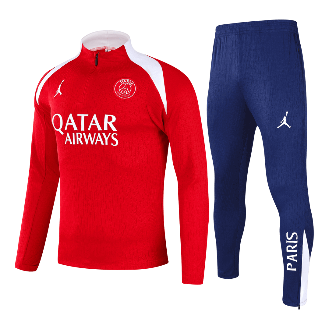 25/26 Kid's PSG Zipper Sweatshirt Kit(Top+Pants)  Red - gojersey
