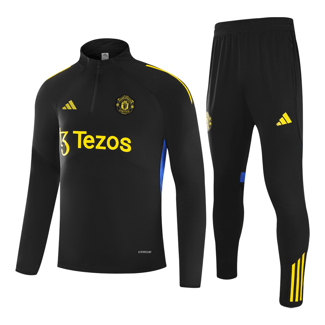 Manchester United Sweatshirt Kit 2025/26 - Black (Top+Pants) - gojersey