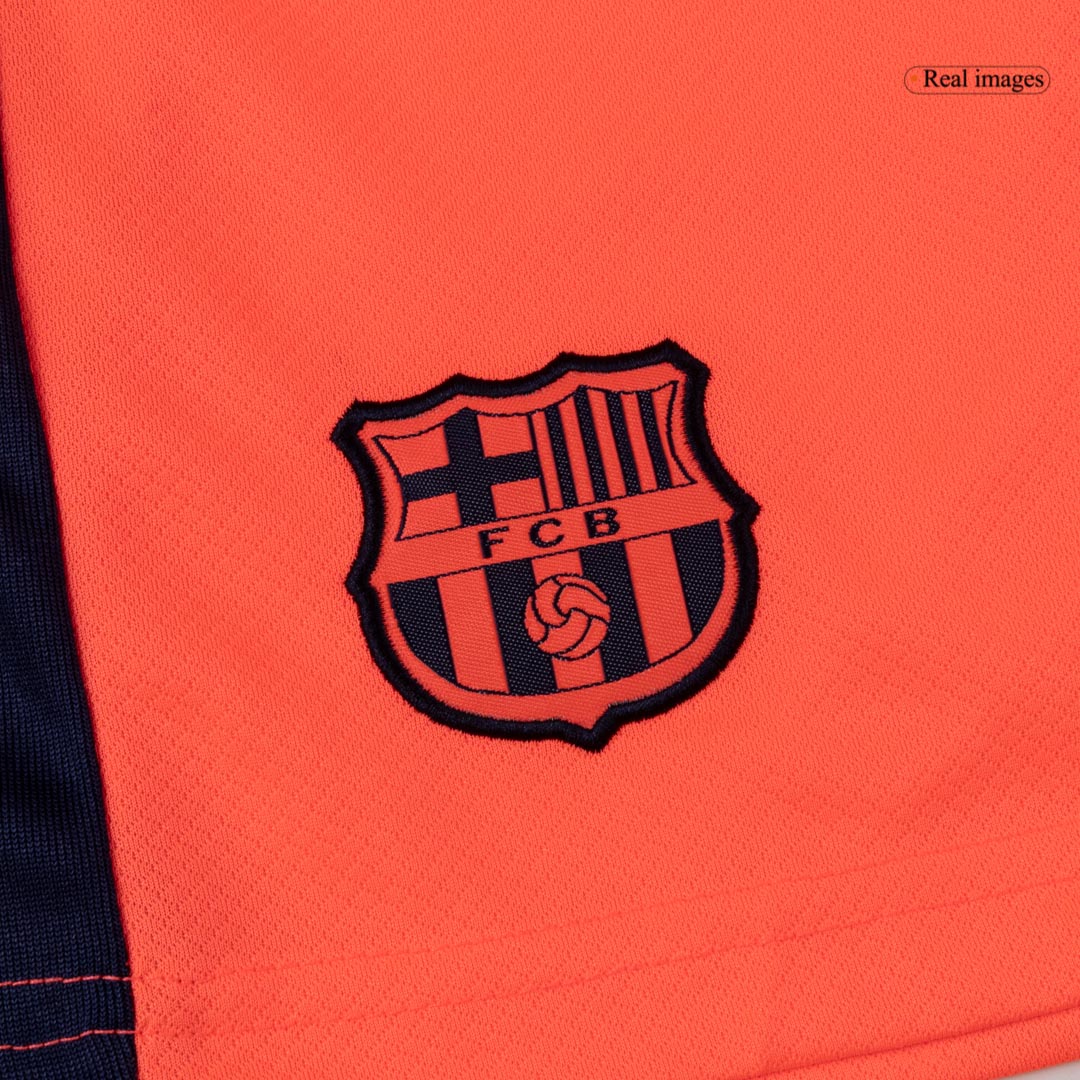Kid's Barcelona Third Away Soccer Jersey Kit 25/26 Orange - gojersey