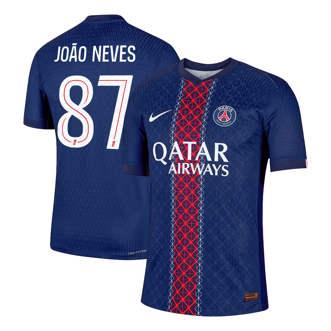 2025/26 JOÃO NEVES #87 Authentic PSG Home Soccer Jersey  Navy - gojersey
