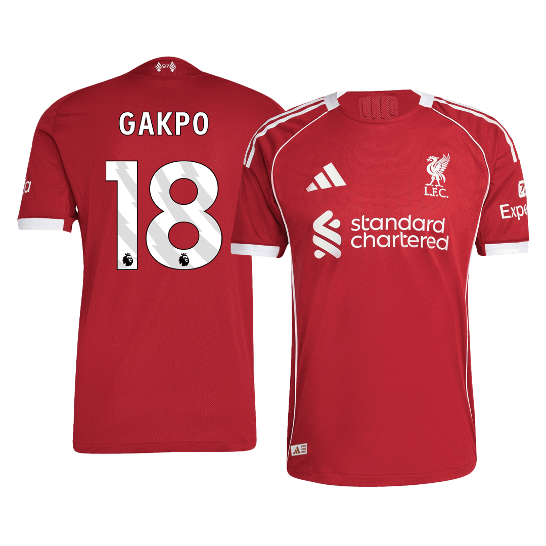 25/26 GAKPO #18 Authentic Liverpool Home Soccer Jersey Red - gojersey