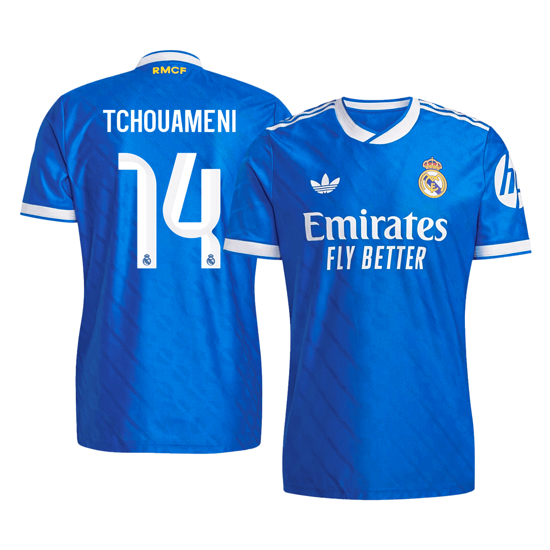 TCHOUAMENI #14 Authentic Real Madrid Third Away Soccer Jersey 2025/26 Blue - gojersey