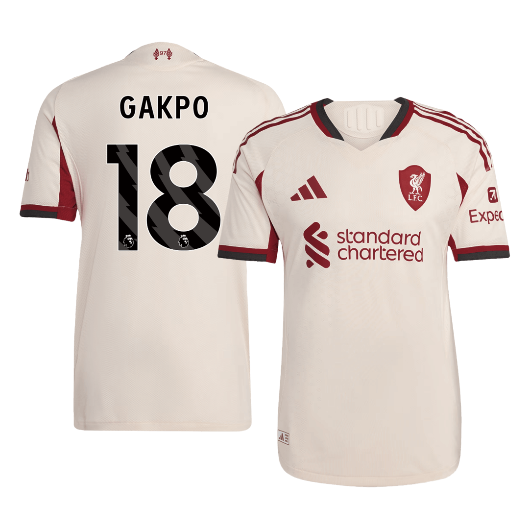 GAKPO #18 Authentic Liverpool Away Soccer Jersey 25/26 White - gojersey