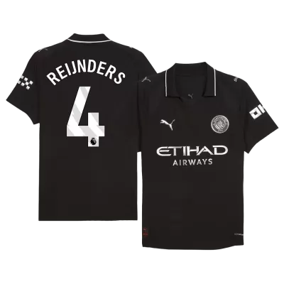 REIJNDERS #4 Authentic Manchester City Away Soccer Jersey 2025/26 Black - gojersey