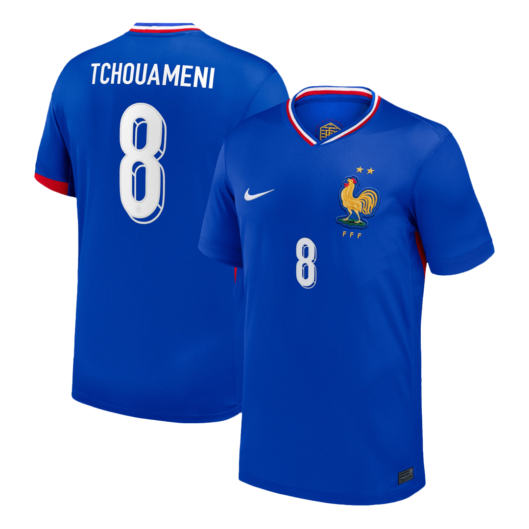 TCHOUAMENI #8 France Euro Home Soccer Jersey Blue - gojersey