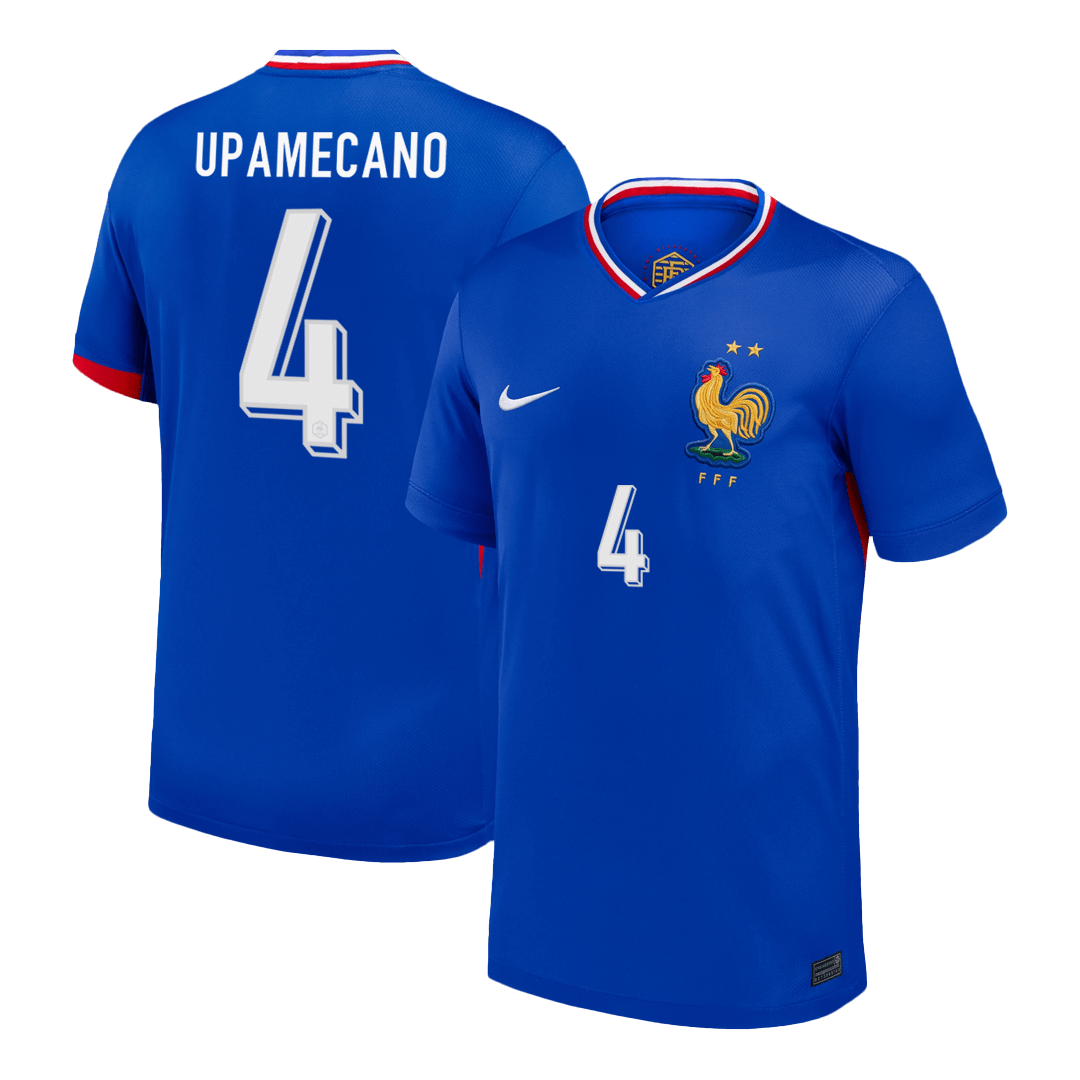 UPAMECANO #4 France Euro Home Soccer Jersey Blue - gojersey