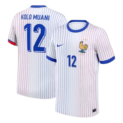 KOLO MUANI#12 France Euro Away Soccer Jersey 2024 White - gojersey