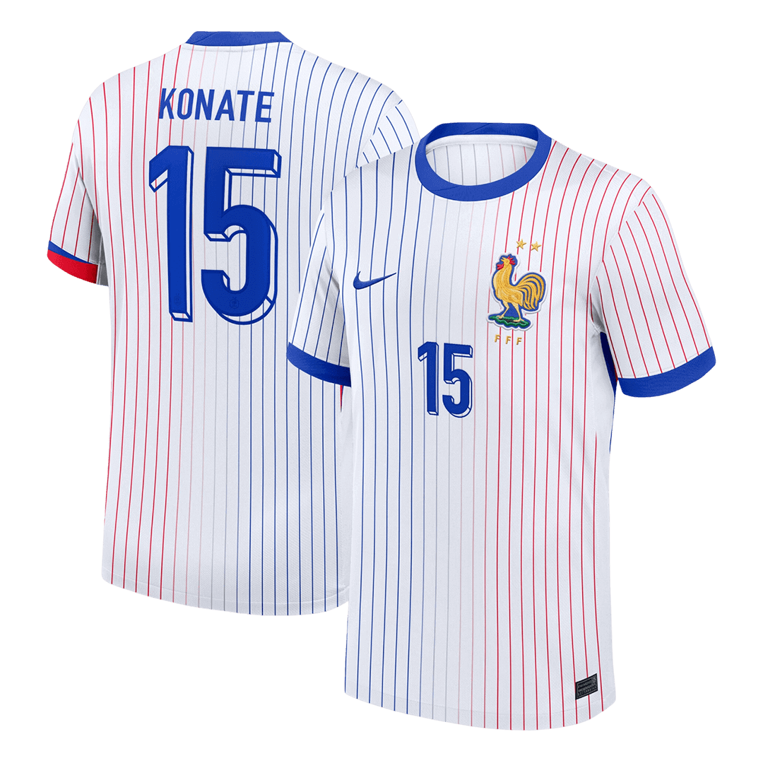 KONATE #15 France Euro Away Soccer Jersey White - gojersey