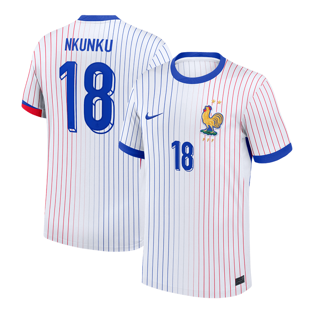 NKUNKU #18 France Euro Away Soccer Jersey White - gojersey