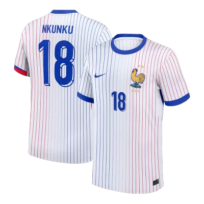 NKUNKU #18 France Euro Away Soccer Jersey 2024 White - gojersey
