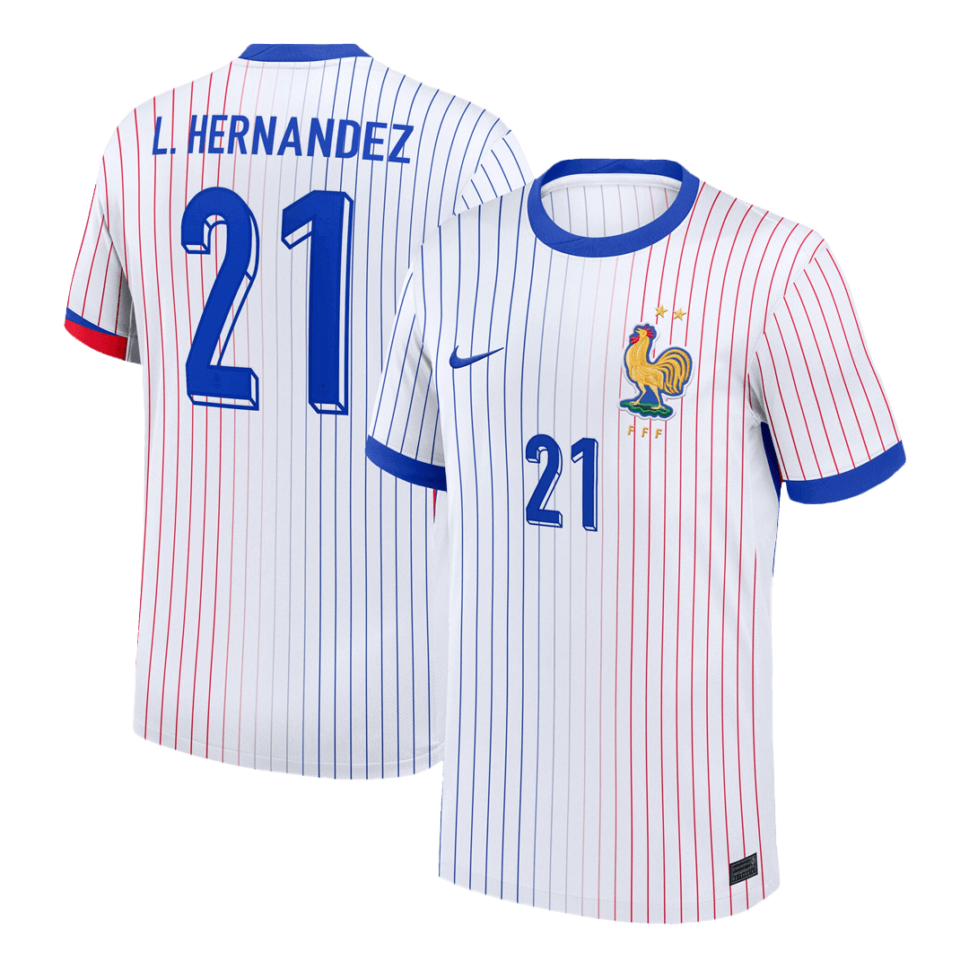 L.HERNANDEZ #21 France Euro Away Soccer Jersey White - gojersey