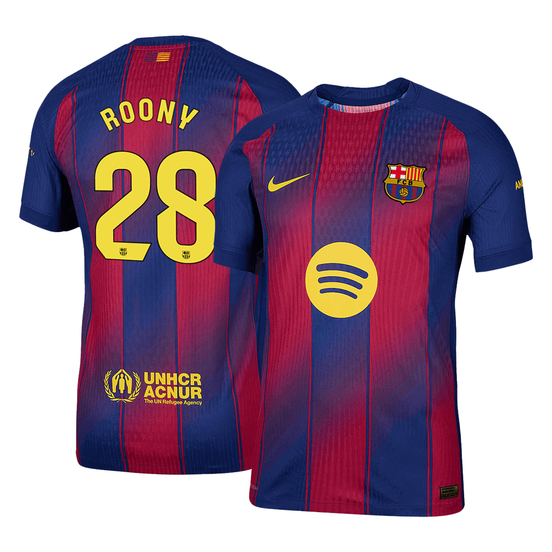 ROONY #28 Authentic Barcelona Home Soccer Jersey 2025/26 Red&Blue - gojersey
