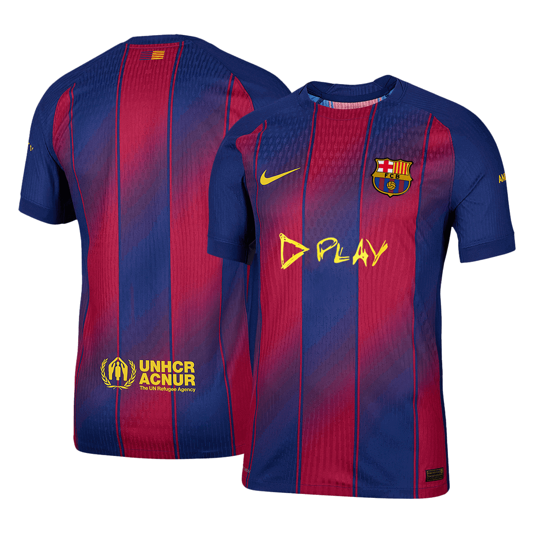 Authentic Barcelona X Ed Sheeran Home Soccer Jersey 25/26 Red&Blue - gojersey