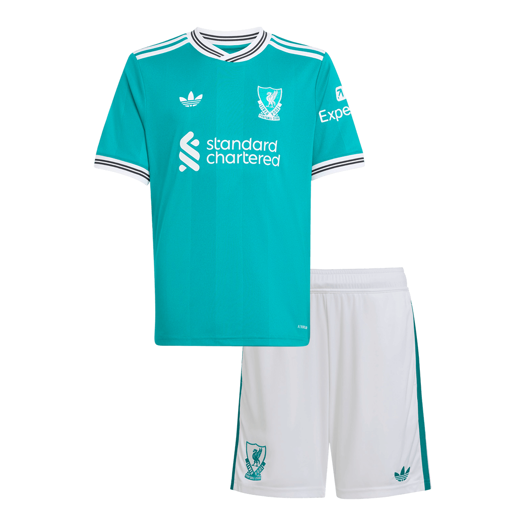 25/26  Kid's Liverpool Third Kit(Jersey+Shorts) Green - gojersey
