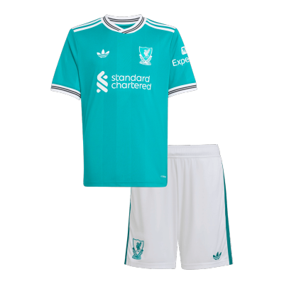 25/26  Kid's Liverpool Third Kit(Jersey+Shorts) Green - gojersey