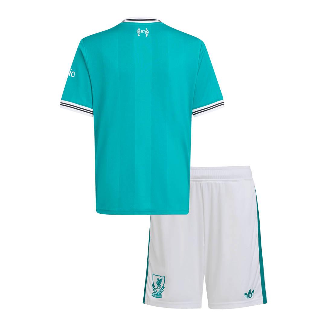 25/26  Kid's Liverpool Third Kit(Jersey+Shorts) Green - gojersey