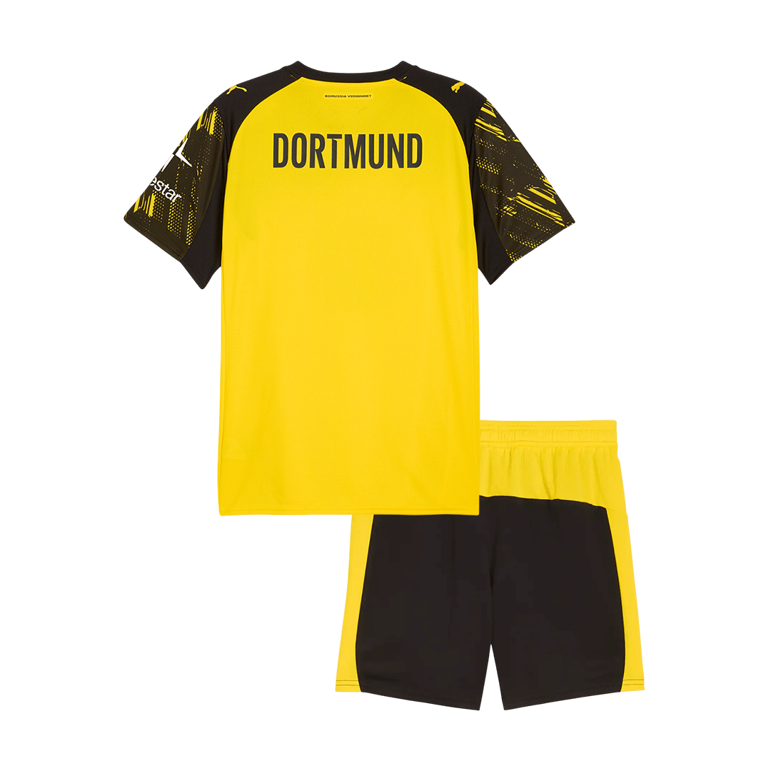 25/26 Kid's Borussia Dortmund Home Soccer Jersey Kit(Jersey+Shorts) Yellow - gojersey