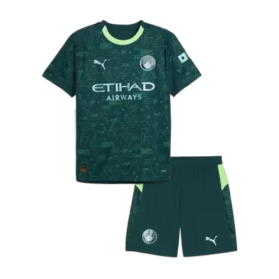 Kid's Manchester City Fourth Soccer Jersey Kit(Jersey+Shorts) 25/26 Green - gojersey
