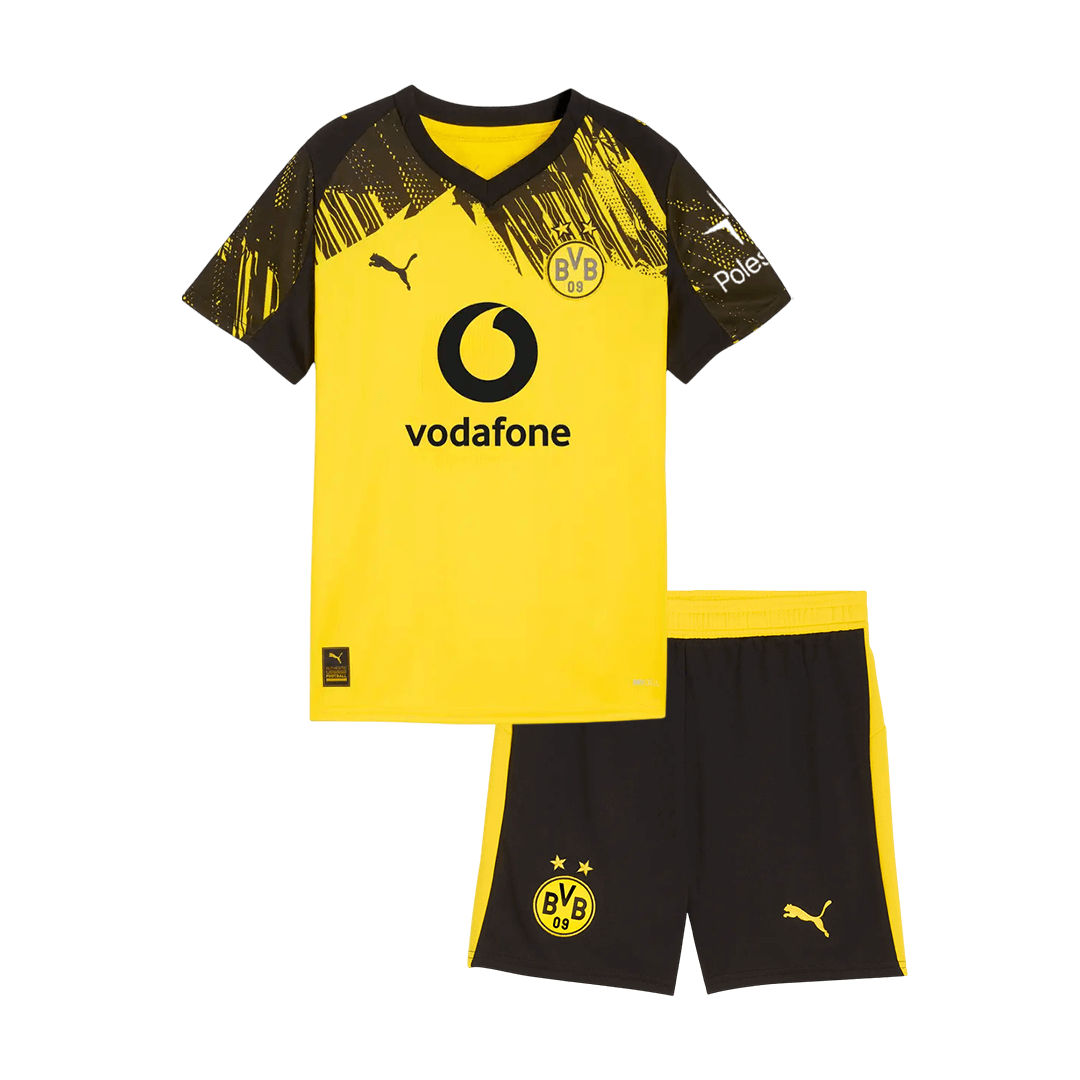 25/26 Kid's Borussia Dortmund Home Soccer Jersey Kit(Jersey+Shorts) Yellow - gojersey