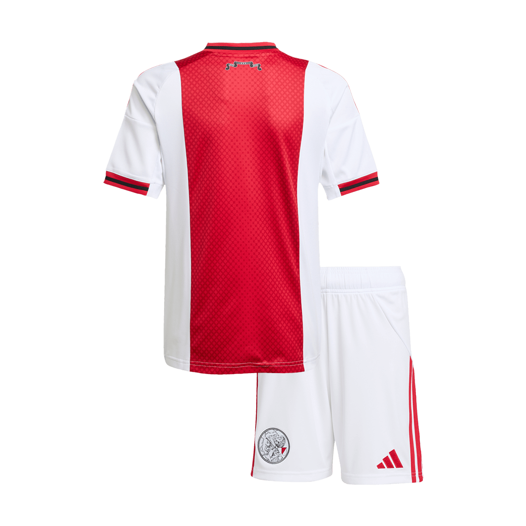 25/26 Kid's Ajax Home Soccer Jersey Kit(Jersey+Shorts) White&Red - gojersey