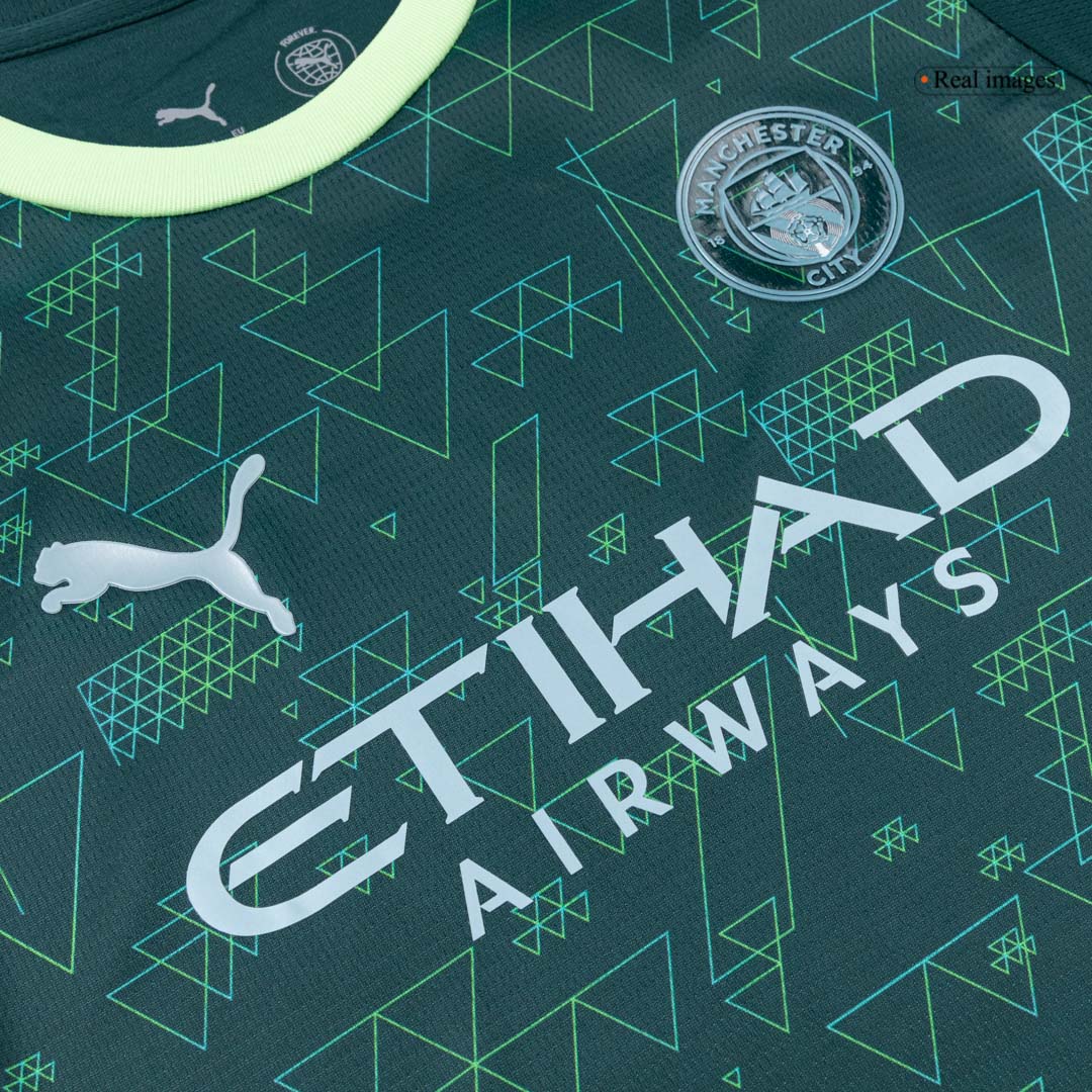 Kid's Manchester City Fourth Soccer Jersey Kit(Jersey+Shorts) 25/26 Green - gojersey