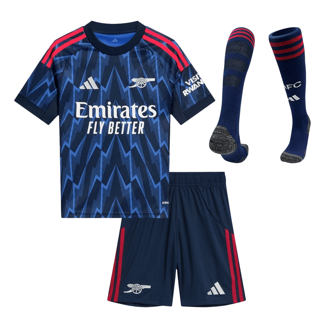 Kid's Arsenal Away Soccer Jersey Kit(Jersey+Shorts+Socks) 2025/26 Blue - gojersey