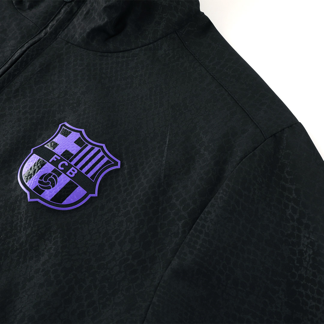 25/26 Barcelona Windbreaker Jacket Black - gojersey