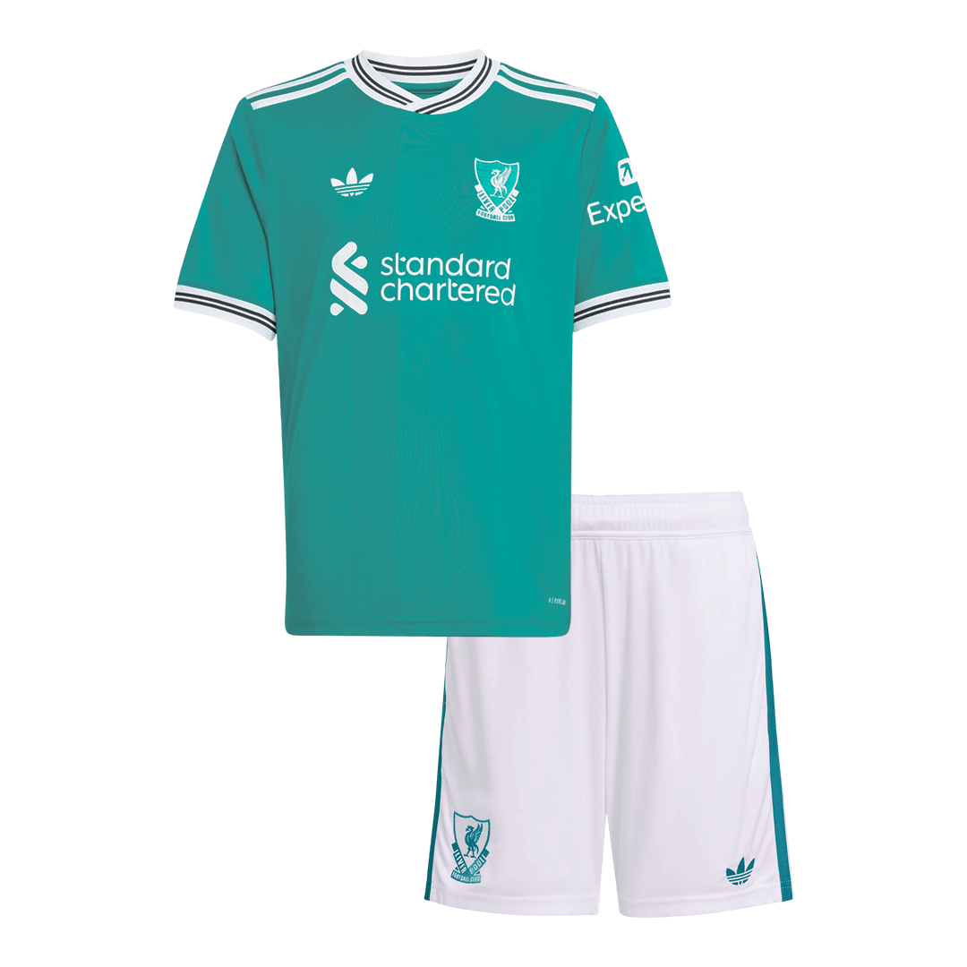 Kid's Liverpool Third Kit(Jersey+Shorts) 25/26 Green - gojersey