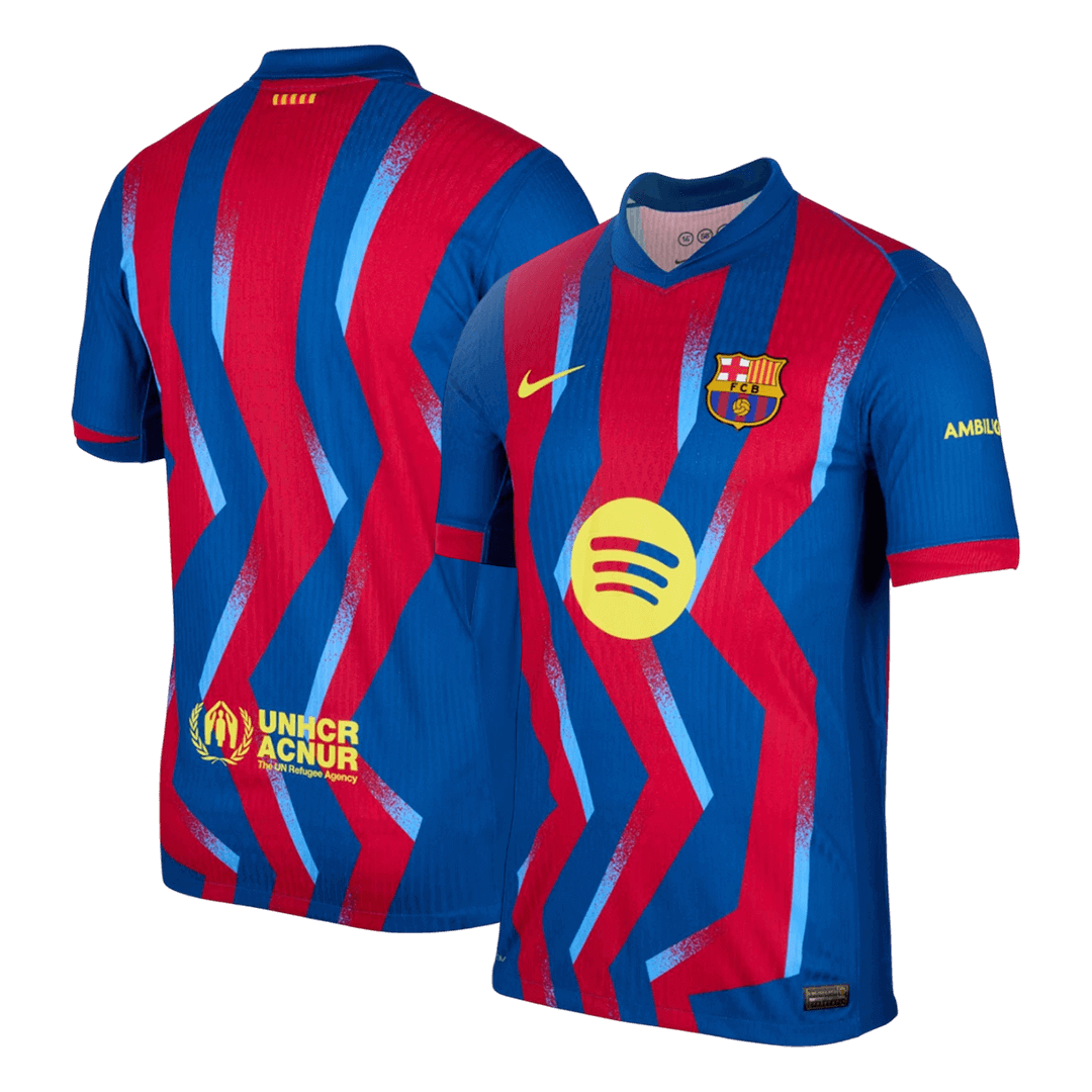 Player Version Barcelona Fourth Soccer Jersey 25/26 Red&Blue - gojersey