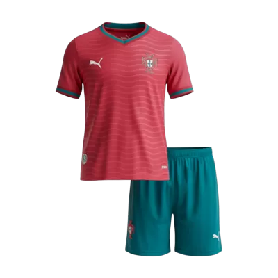 Kid's Portugal Home Soccer Jersey Kit(Jersey+Shorts) World Cup 2026 Red - gojersey