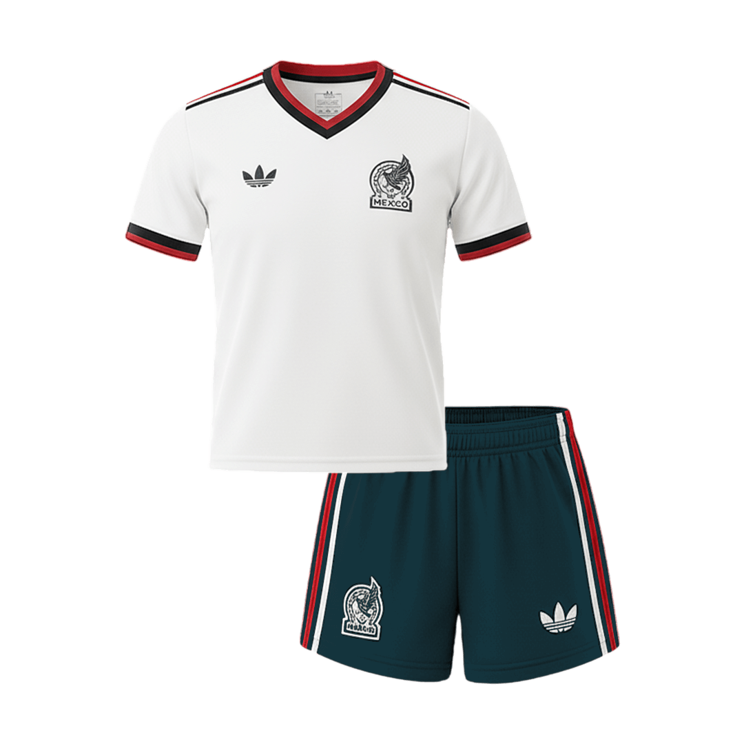 Kid's Mexico Away Soccer Jersey Kit(Jersey+Shorts) World Cup 2026 White - gojersey