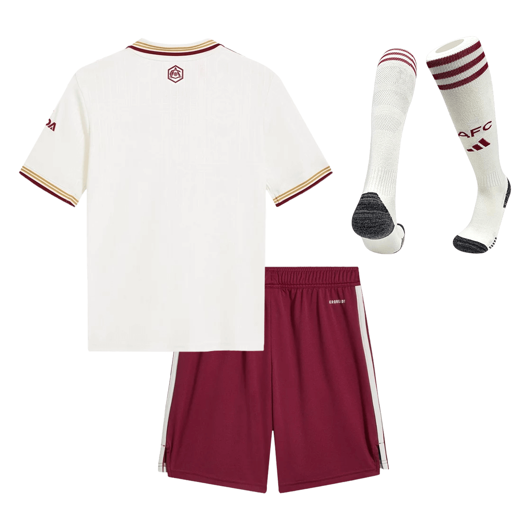 Kid's Arsenal Third Away Soccer Jersey Kit(Jersey+Shorts+Socks)  25/26 White - gojersey