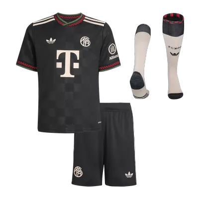 Kid's Bayern Munich Third Away Soccer Jersey Kit(Jersey+Shorts+Socks) 25/26 Black - gojersey