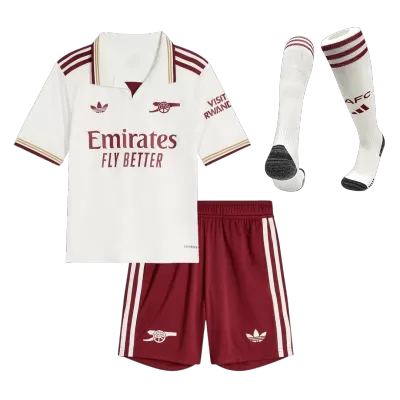 Kid's Arsenal Third Away Soccer Jersey Kit(Jersey+Shorts+Socks)  25/26 White - gojersey