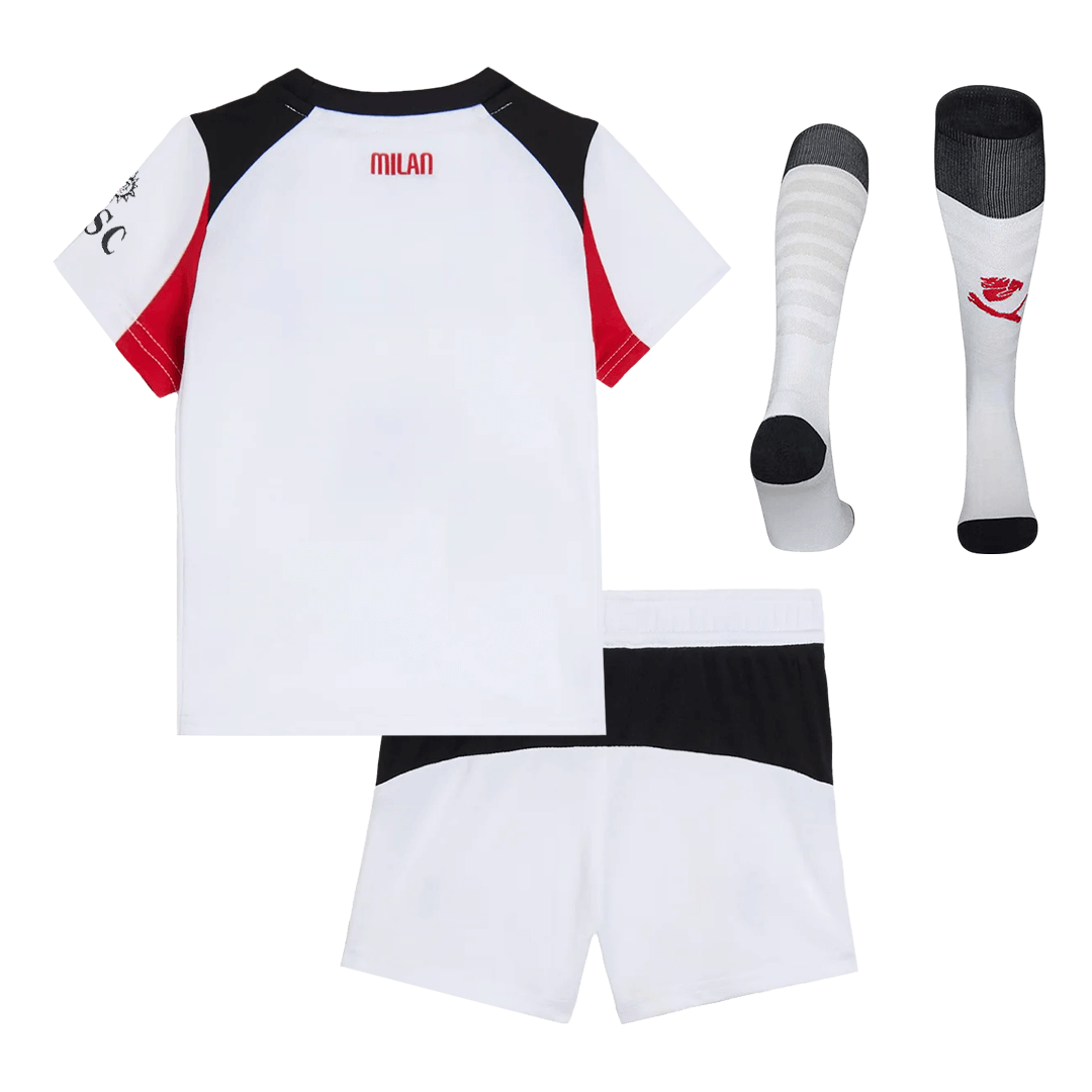 Kid's AC Milan Away Soccer Jersey Kit(Jersey+Shorts+Socks) 25/26 White - gojersey