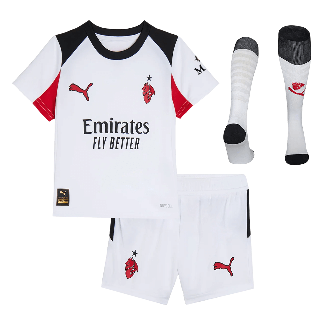 Kid's AC Milan Away Soccer Jersey Kit(Jersey+Shorts+Socks) 25/26 White - gojersey