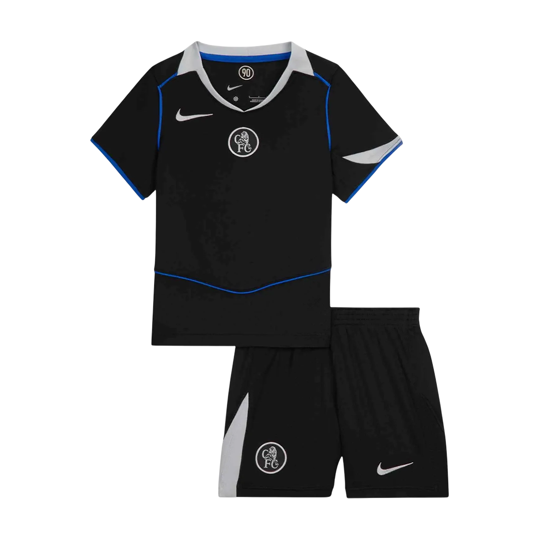 Kid's Chelsea Third Soccer Jersey Kit(Jersey+Shorts) 25/26 Black - gojersey