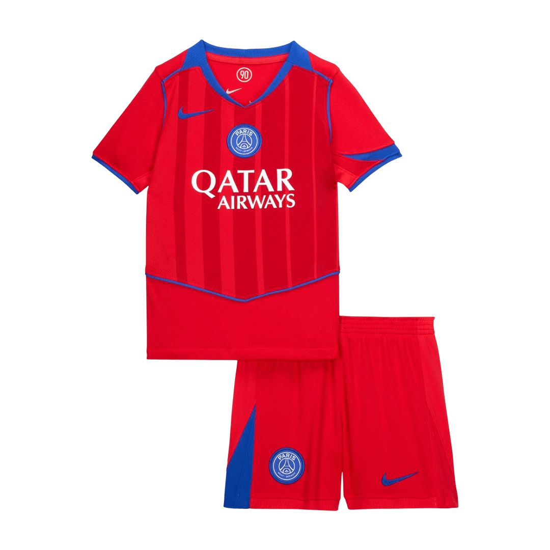 Kid's PSG Third Soccer Jersey Kit(Jersey+Shorts) 25/26 Red - gojersey