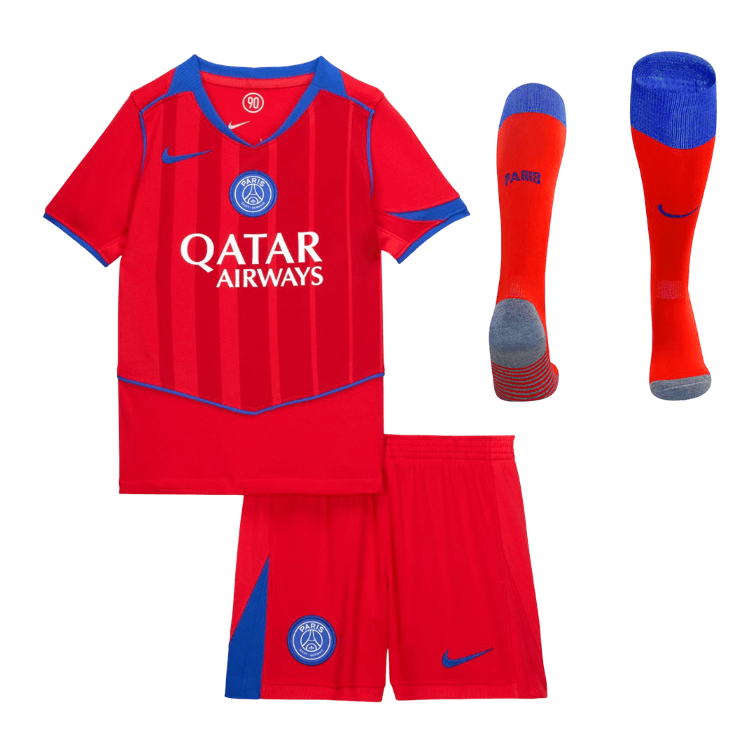 Kid's PSG Third Soccer Jersey Kit(Jersey+Shorts+Socks) 25/26 Red - gojersey