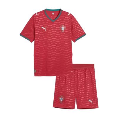 Kid's Portugal Home Soccer Jersey Kit(Jersey+Shorts) World Cup 2026 Red - gojersey
