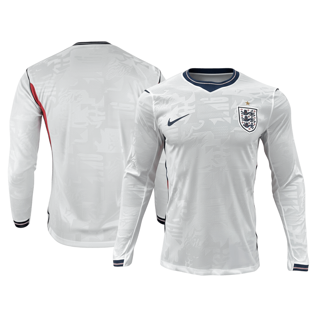 England Long Sleeve Home Soccer Jersey 2026 - gojersey