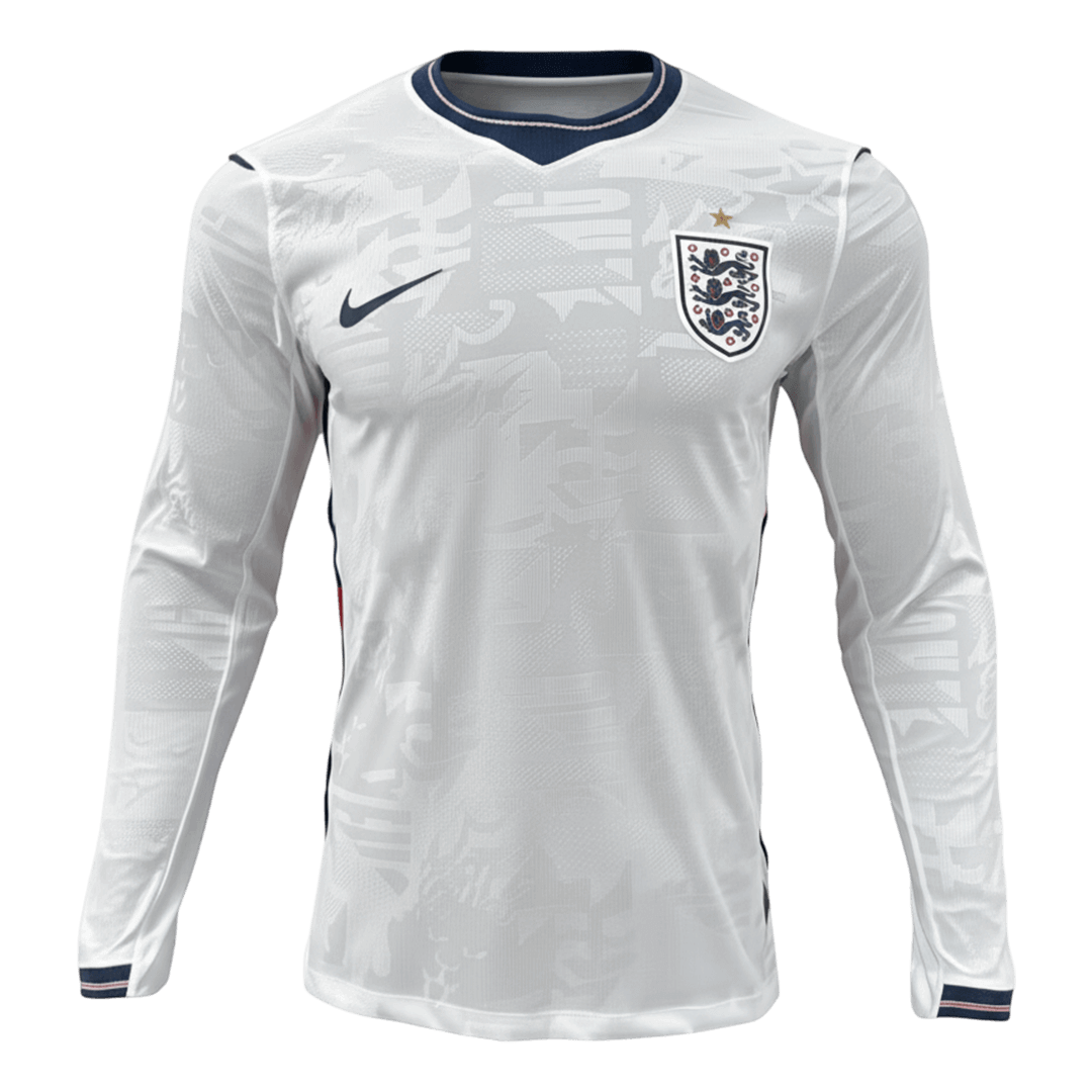 England Long Sleeve Home Soccer Jersey 2026 - gojersey