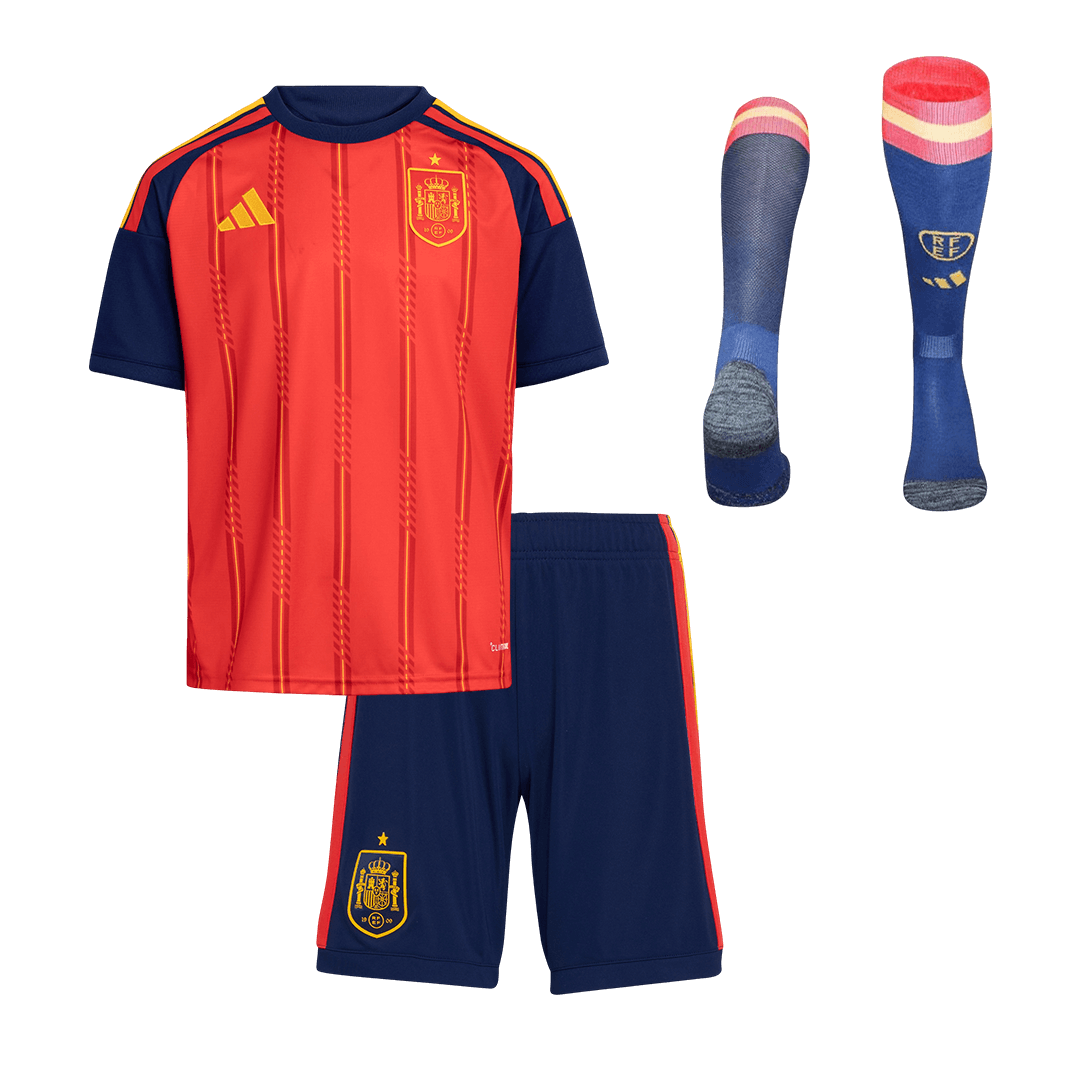 Kid's Spain Home Soccer Jersey Kit(Jersey+Shorts+Socks) World Cup 2026 Red - gojersey