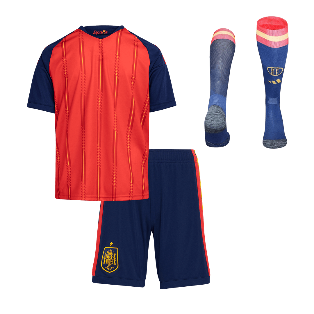 Kid's Spain Home Soccer Jersey Kit(Jersey+Shorts+Socks) World Cup 2026 Red - gojersey