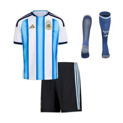 Kid's Argentina Home Soccer Jersey Kit(Jersey+Shorts+Socks) World Cup 2026 Blue&White - gojersey