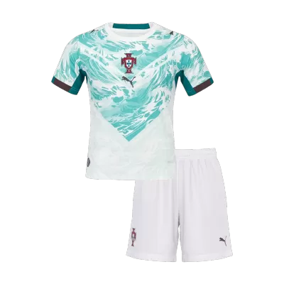 Kid's Portugal Away Soccer Jersey Kit(Jersey+Shorts) World Cup 2026 White - gojersey