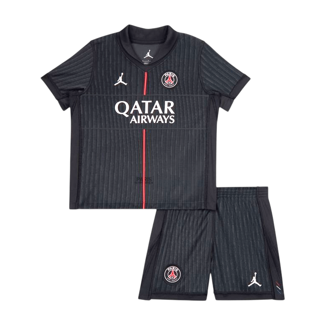 Kid's PSG Fourth Soccer Jersey Kit(Jersey+Shorts) 25/26 Black - gojersey