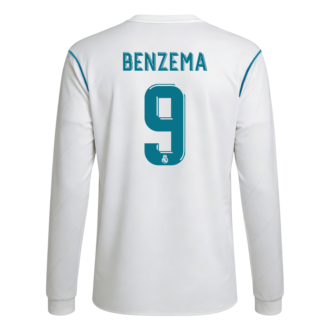 Real Madrid BENZEMA #9 Home Soccer Jersey Retro 2017/18 - Long Sleeve - gojersey