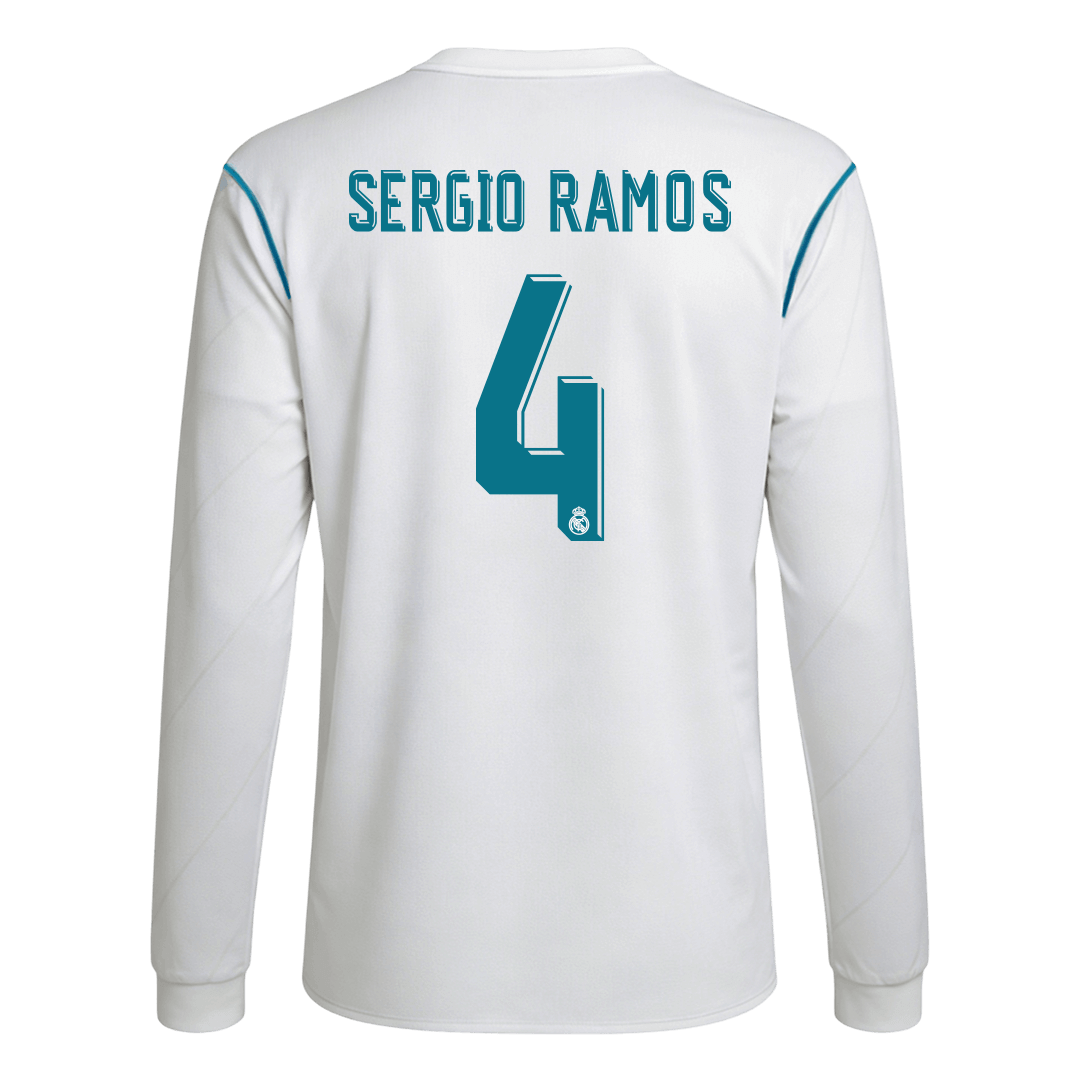 Real Madrid SERGIO RAMOS #4 Home Soccer Jersey Retro 2017/18 - Long Sleeve - gojersey
